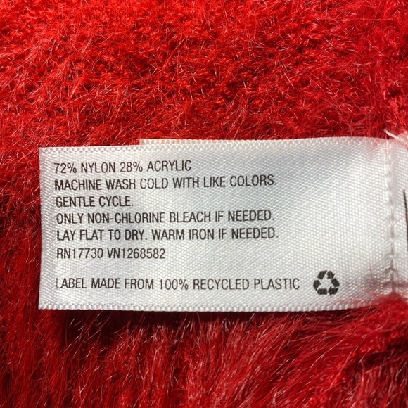 A New Day Red Deep V neck Eyelash Sweater Sz L - Picture 5 of 6